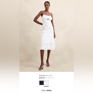 Banana Republic floral white jaquard cutout midi dress
